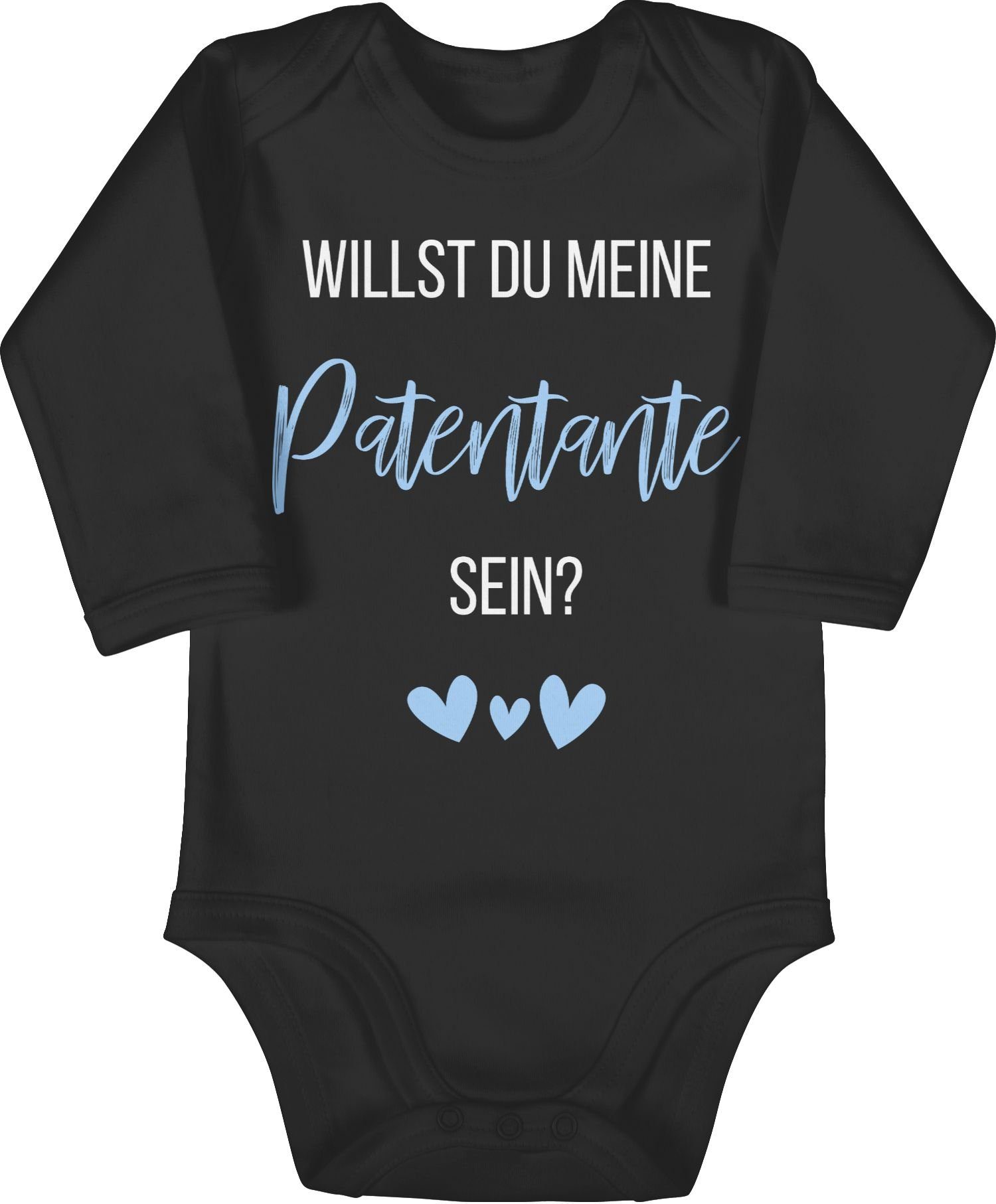 Shirtracer Shirtbody Willst du meine Patentante Schwarz sein? 2 Babyblau Patentante Baby