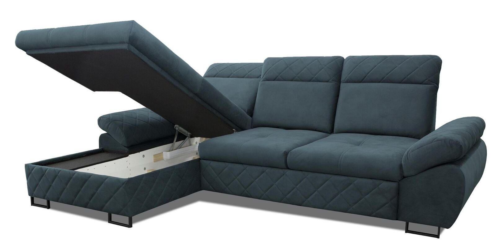 L-Form Textil Ecksofa Wohnzimmer Polstermöbel, Bettfunktion JVmoebel Sofas Mit Couch Blau Braune Ecksofa