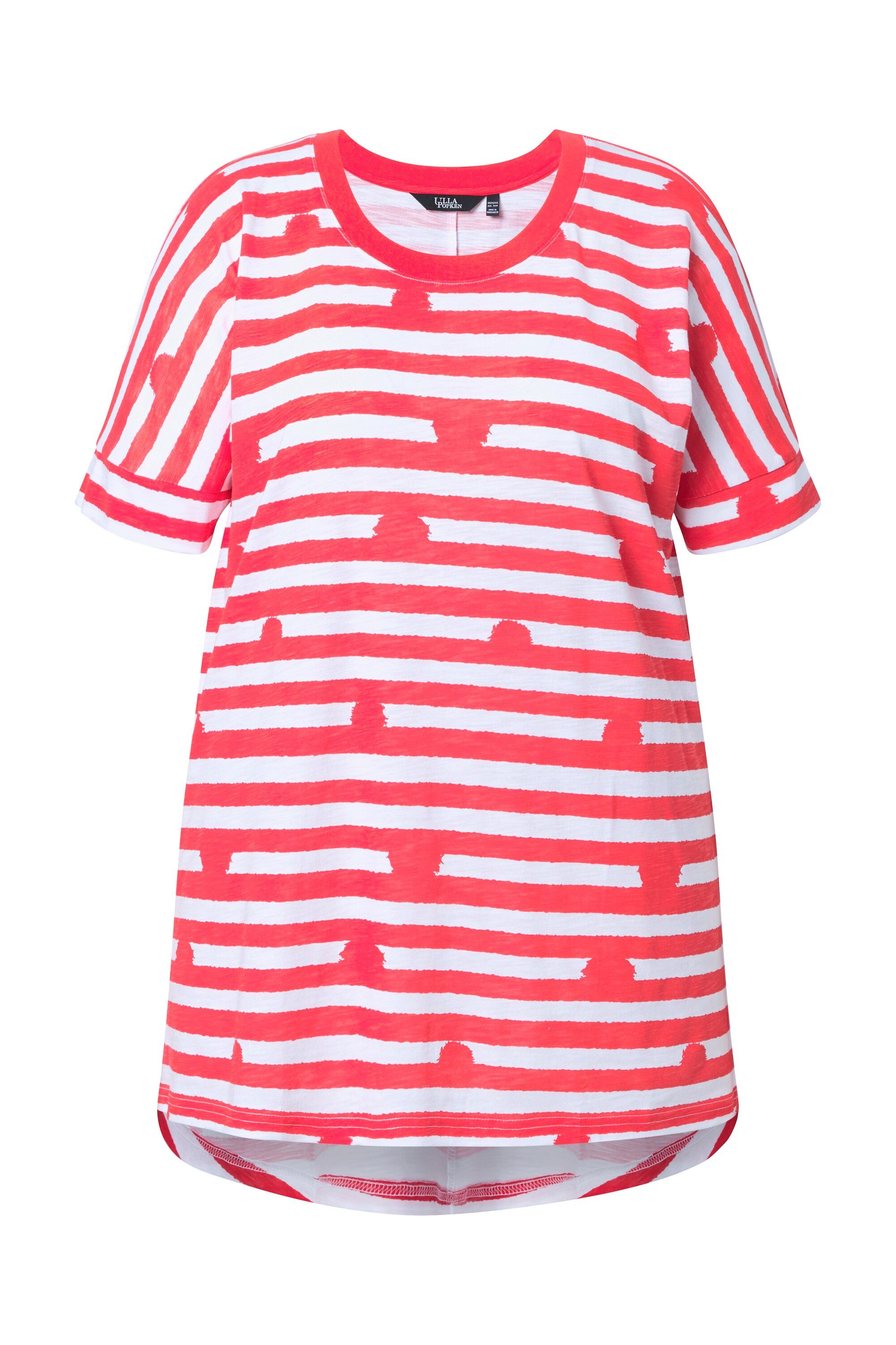 T-Shirt Longshirt Ringel/Tupfen Oversized Rundhals Halbarm