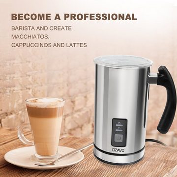 OZAVO Milchaufschäumer OZ210, 500 W, Edelstahl Milchschäumer Latteart Cappuccino Milch Elektrischer