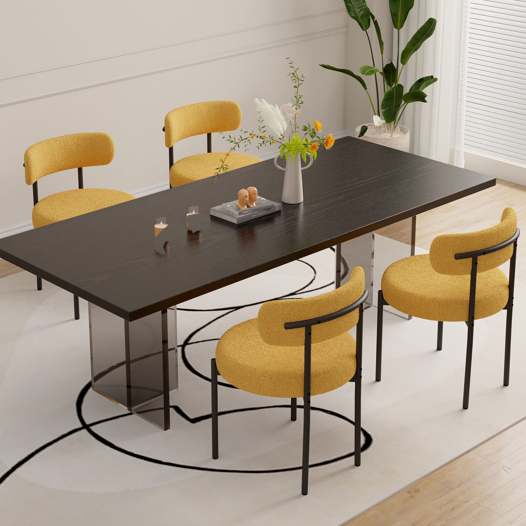 HawthyHome Esszimmerstuhl Runder Polsterstuhl mit Metallgestell, Wohnzimmerstuhl, Küchenstuhl (4 St), 4er Set