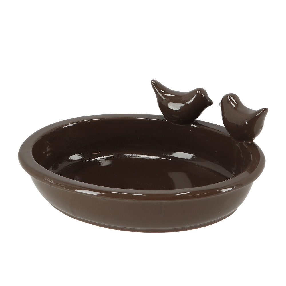 esschert design Vogeltränke Vogeltränke BRAUN– Terracotta Vogelbad mit Deko-Vögeln, 31 cm