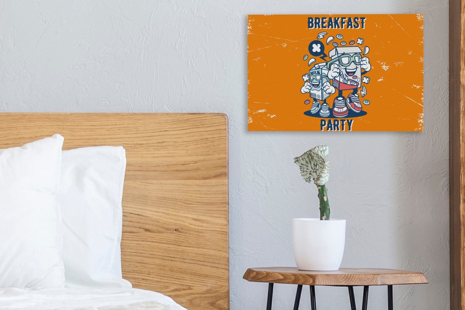 Leinwandbilder, cm OneMillionCanvasses® 30x20 St), Aufhängefertig, - Cornflakes, Wanddeko, Jahrgang (1 Leinwandbild - Wandbild Milch