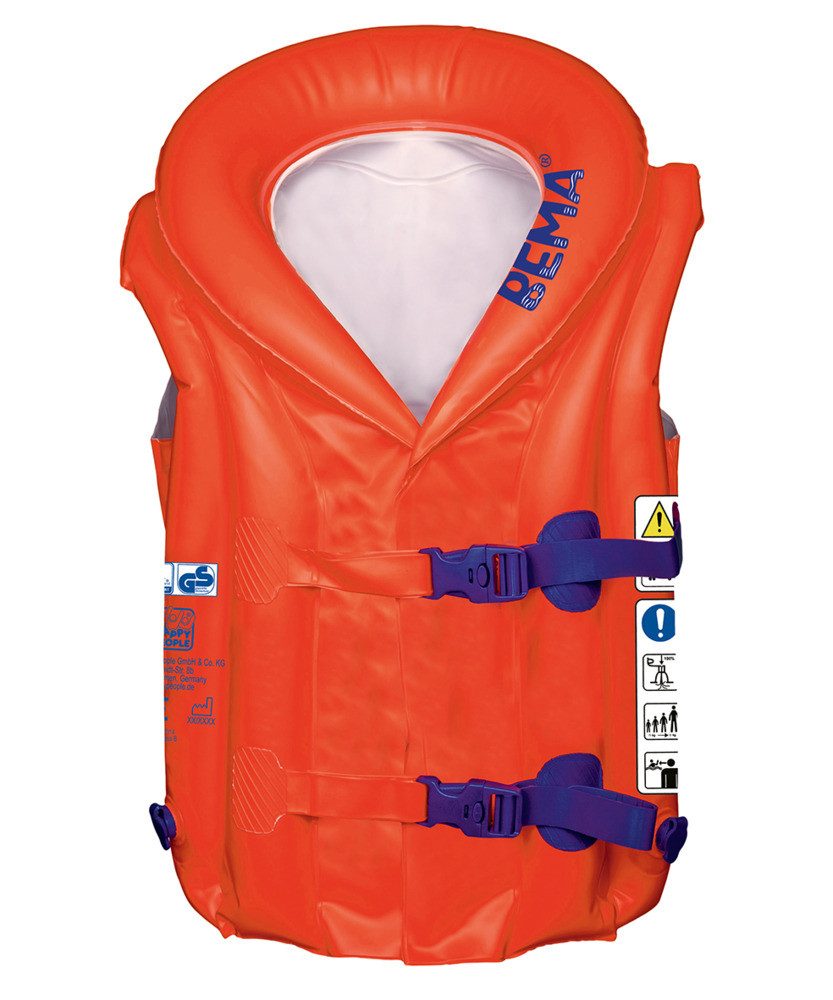 Happy People Schwimmflügel BEMA Aufblasbare Schwimmweste ab 2-6 Jahre 15-30kg orange/blau 30x42cm
