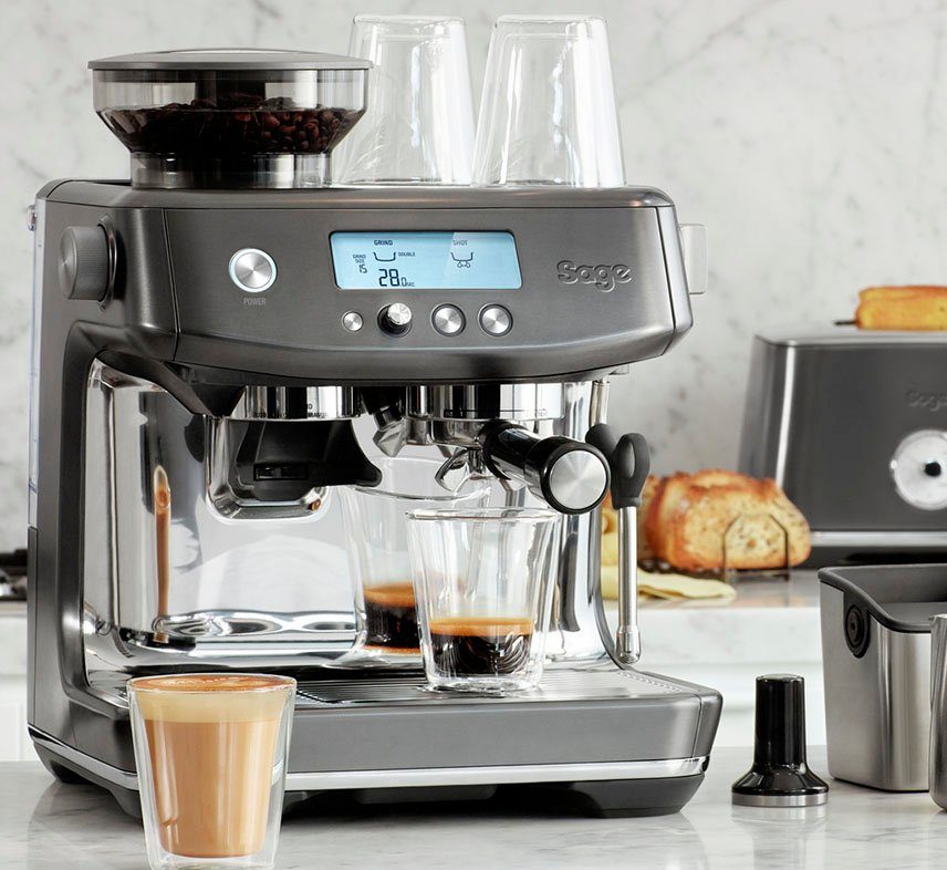 Detailansicht des Siebträgers der Sage Barista Pro Espressomaschine