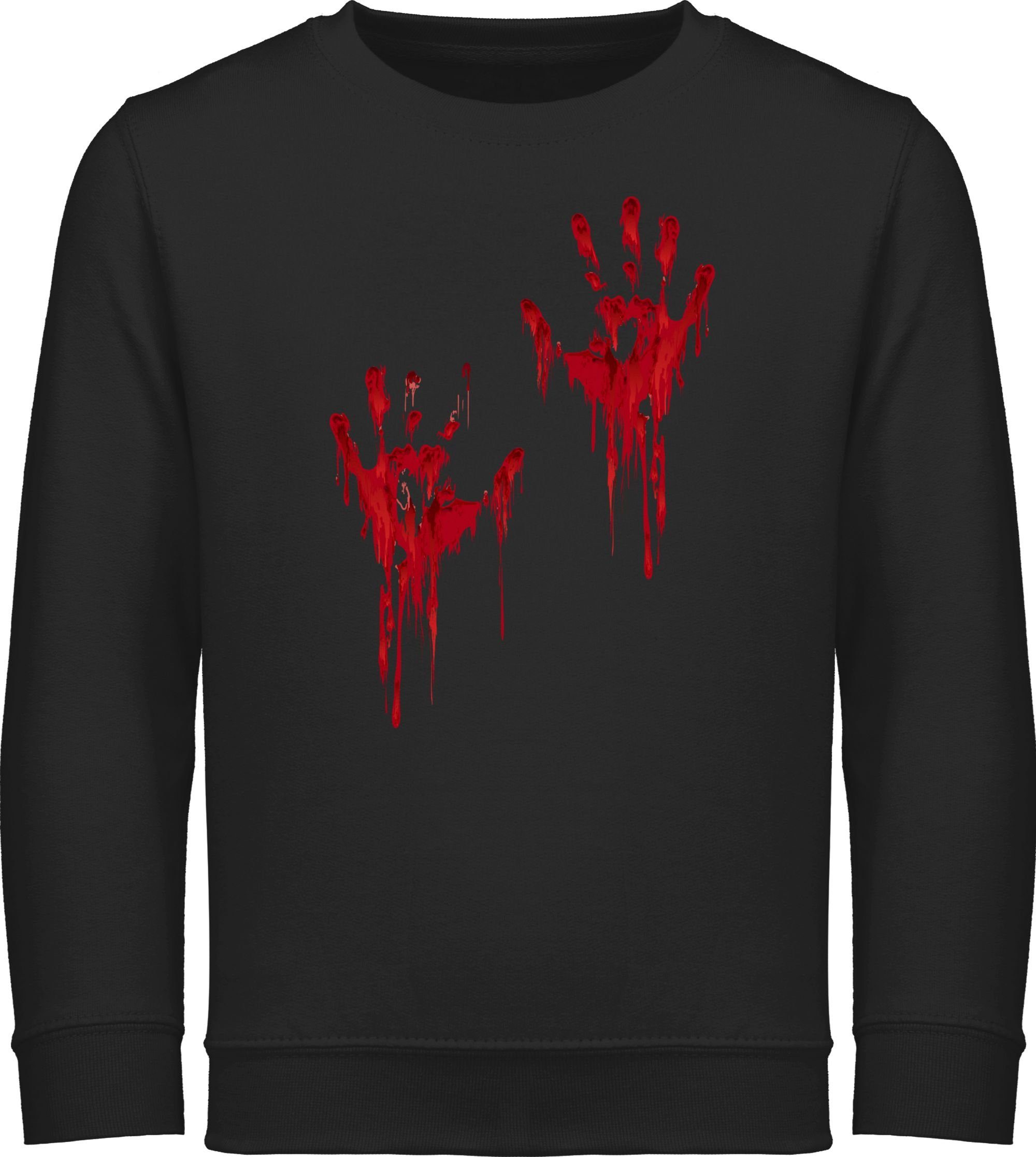 Hände Blutige Sweatshirt für 1 Schwarz Handabdruck Halloween Blutiges Blutspritzer H Shirtracer Kinder Blut Kostüme Blutverschmiert