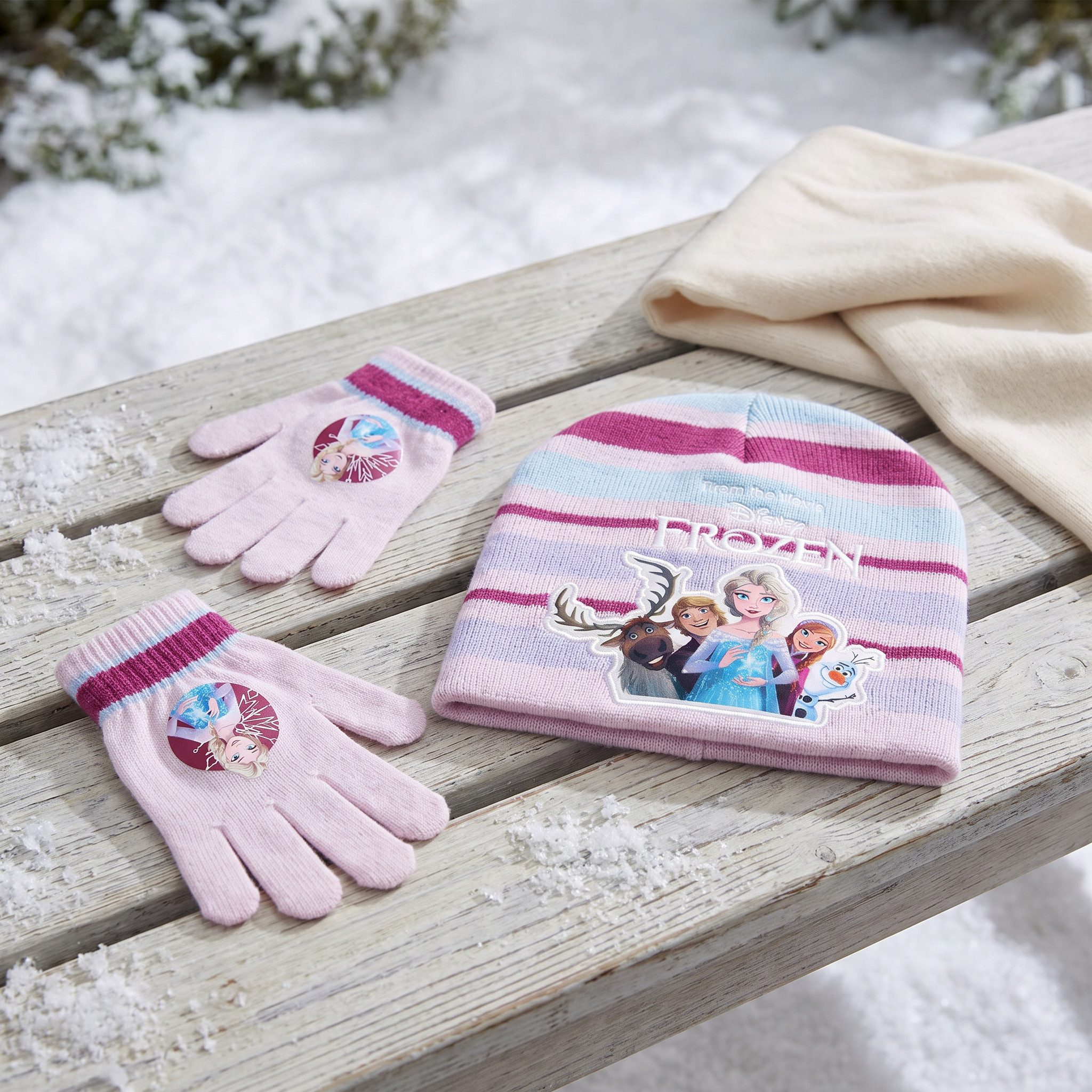 Disney Schlupfmütze Disney Die Eiskönigin Elsa Kinder Herbst Wintermütze plus Handschuhe (2-St) Gr. 53 bis 55 – Bild 3 von 3