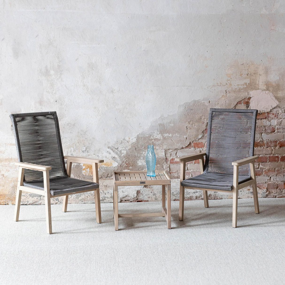 LOOKS by Wolfgang Joop Gartenbank LOOKS by Wolfgang Joop Lounge Set 3tlg Holz hellbraun-grau