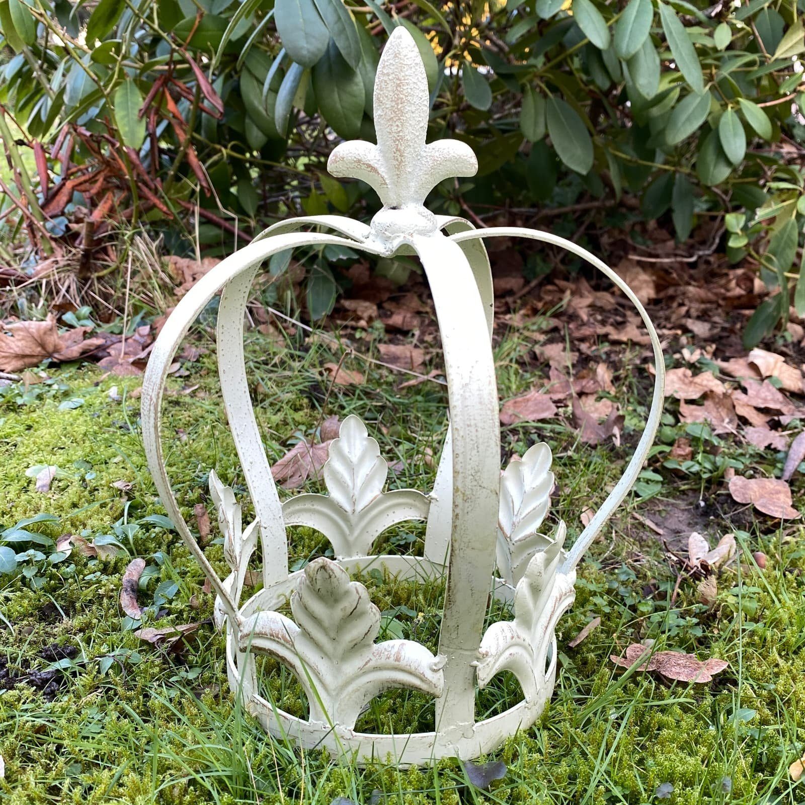 Aubaho Gartenfigur Krone Metall Garten Deko Gartendeko Dekokrone Antik-Stil Lilie Blumen