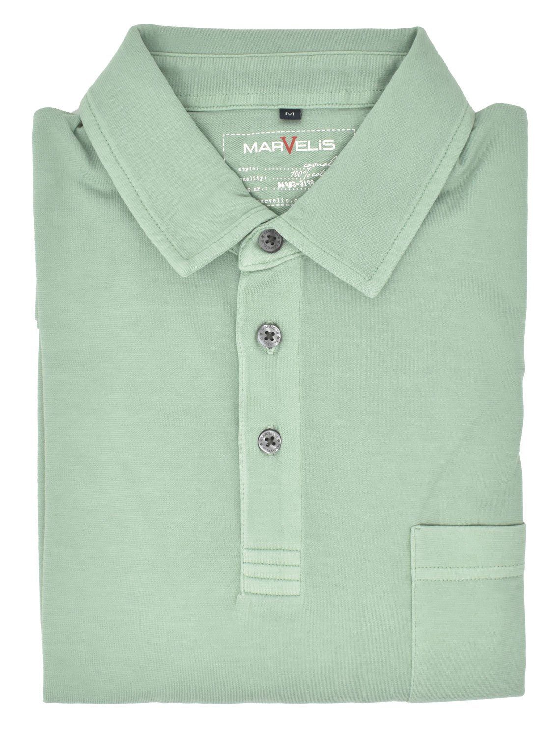 MARVELIS Poloshirt - Fit - Poloshirt - Casual Polokragen Einfarbig - Hellgrün