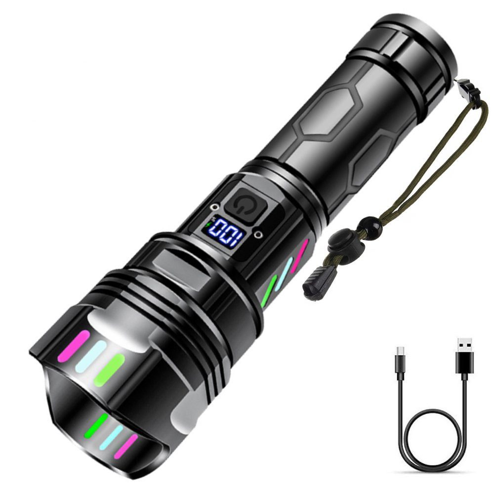LED Taschenlampe Aufladbar, Extrem Hell Zoombares Taschenlampe