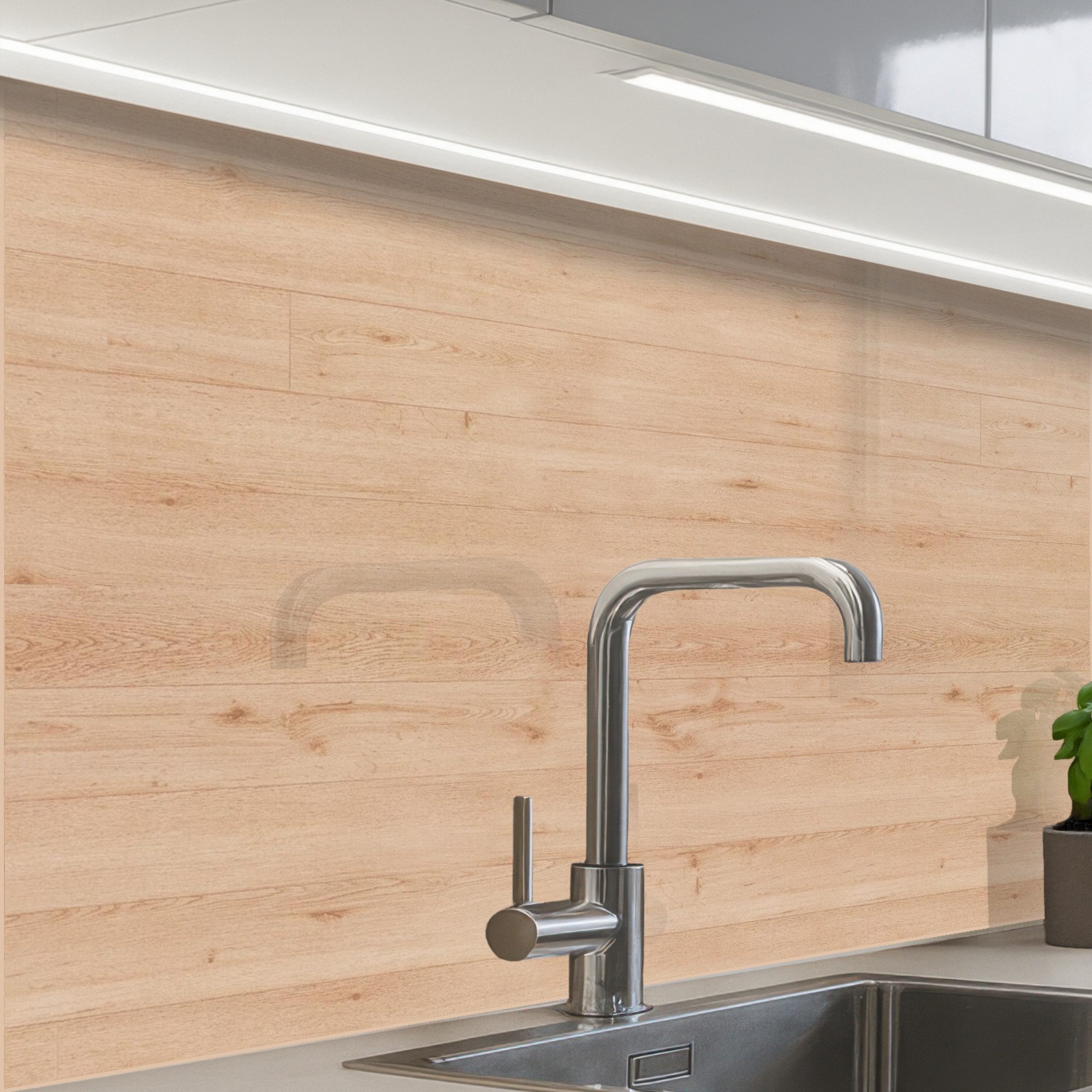 KitchenYeah Küchenrückwand Muster selbstklebend (keine Folie) Holz - Muster - Regale, (1-tlg), Spritzschutz, Küche, Rückwand, Küchenwand, Küchenfront, 30x20 cm