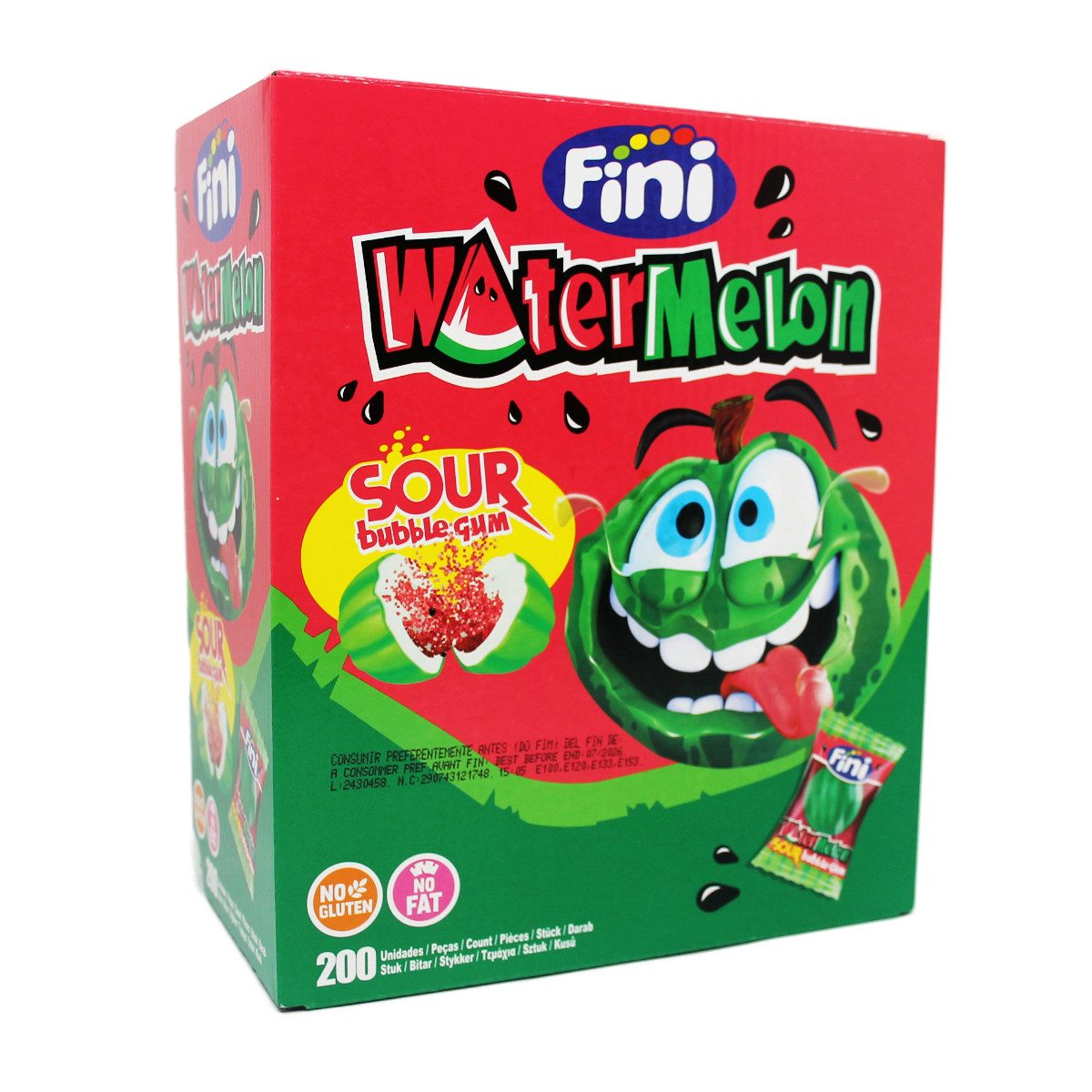 Fini Süßigkeit, Fini saure Wassermelone Bubble Gum mit saurer Brausefüllung Display