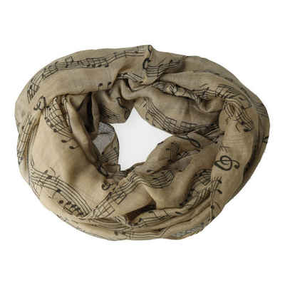 mugesh Schal Rund-Schal Notenzeile groß khaki-schwarz, für Musikerinnen und Musiker