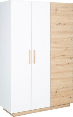 roba® Kleiderschrank Lion, 3-türig, Weiß & Artisan Eiche großer Kleiderschrank fürs Kinderzimmer - Griffe aus massiver Eiche