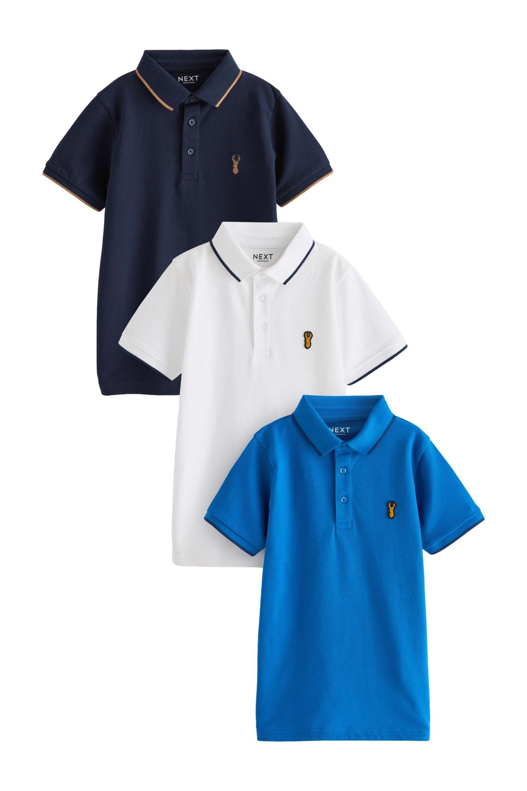 Next Poloshirt Kurzärmelige Polohemden im 3er-Pack (3-tlg)