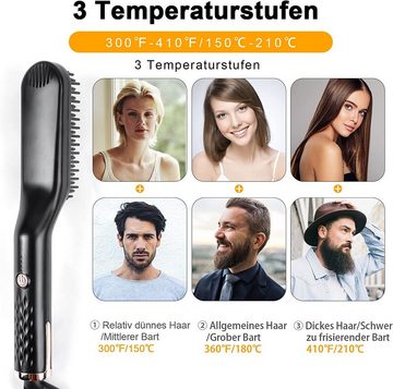 Novzep Glätteisen Haarglätter Bürste, Bartglätter für Männer,3 in 1 Haarglätter Bürste