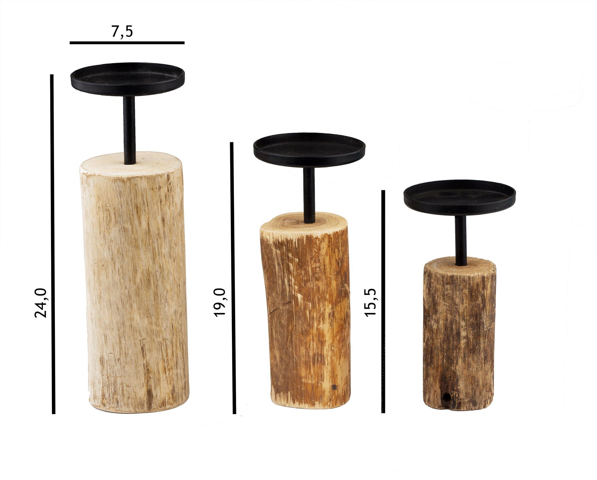 BOLTZE Kerzenleuchter Kerzenleuchter 14-22 cm Ø8 cm 3-teilig Kerzenhalter Stumpenkerzen
