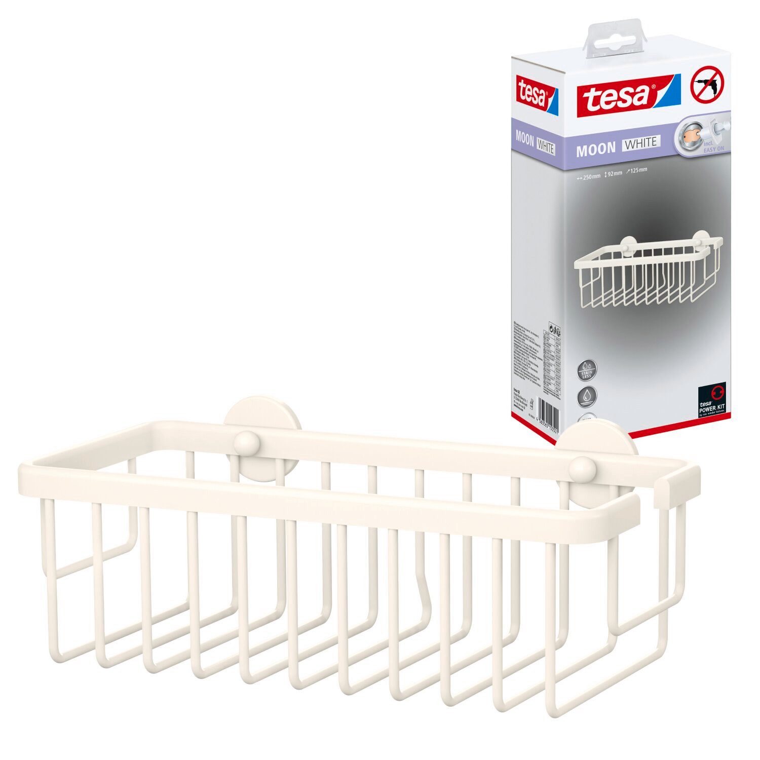 tesa Duschablage MOON Duschkorb ohne Bohren - 9,2 x 25 x 12,5 cm, Packung 1 günstig online kaufen