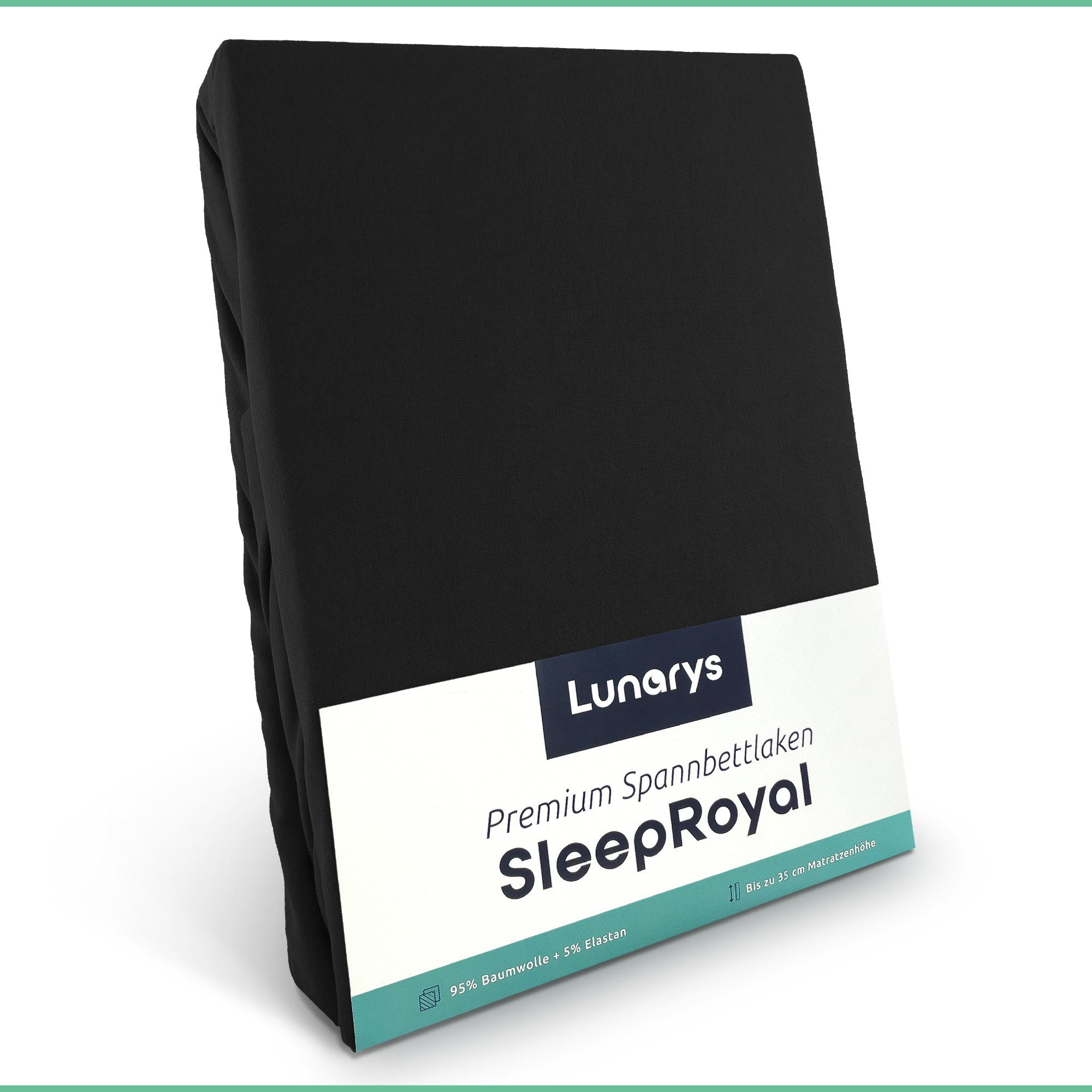 Spannbettlaken SleepRoyal, Lunarys, Jersey-Elasthan, Gummizug: rundum, (1 Stück), 100x200 cm, 250 g/m², extrem hochwertig, Luxus Multi-Stretch Laken