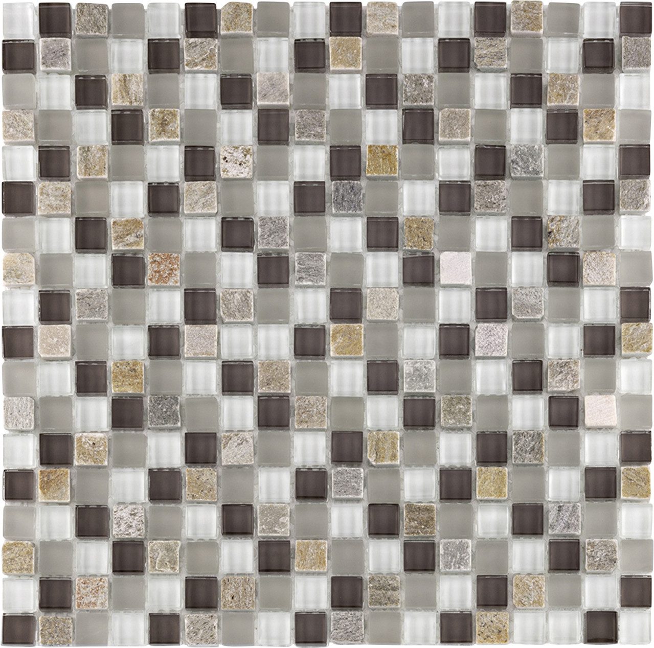 KNG Mosaikfliesen Mosaikfliese Rustica Mini 30 x 30 cm beige-grau, Glas, Mehrfarbig