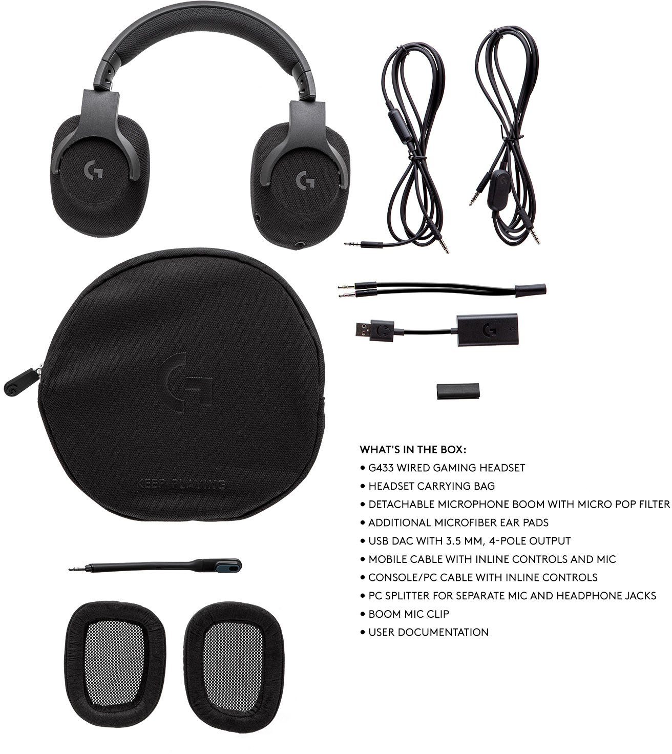 Rauschunterdrückung) G G433 Logitech Gaming-Headset abnehmbar, (Mikrofon