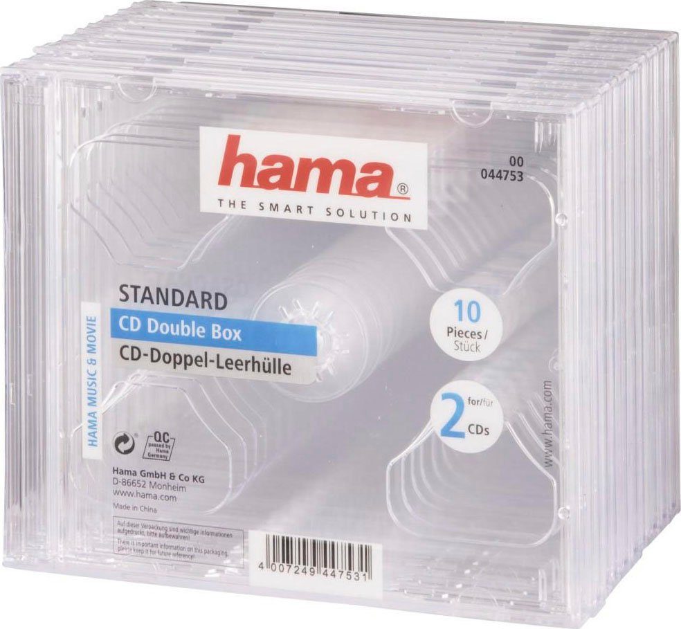 Hama CD-Hülle CD Doppel Leerhülle Standard, 10er-Pack, Transparent Schutzhülle Cover
