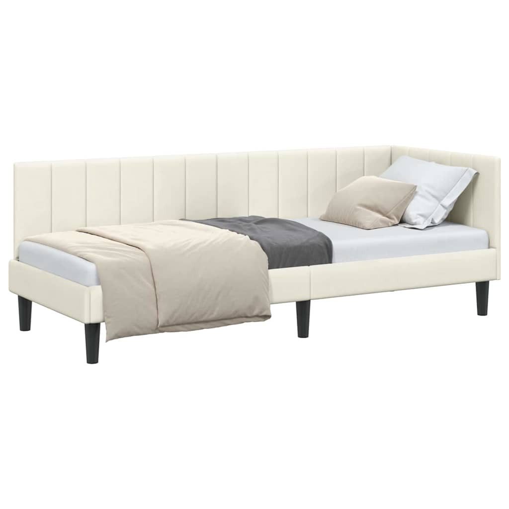 vidaXL Bett Eckbettgestell mit Kopfteil Creme 80 cm x 200 cm Stoff (1-tlg) günstig online kaufen