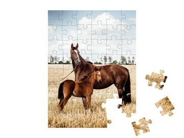 puzzleYOU Puzzle Wunderschöne Fuchsstute mit Fohlen, 48 Puzzleteile, puzzleYOU-Kollektionen Pferde, Fohlen, 200 Teile