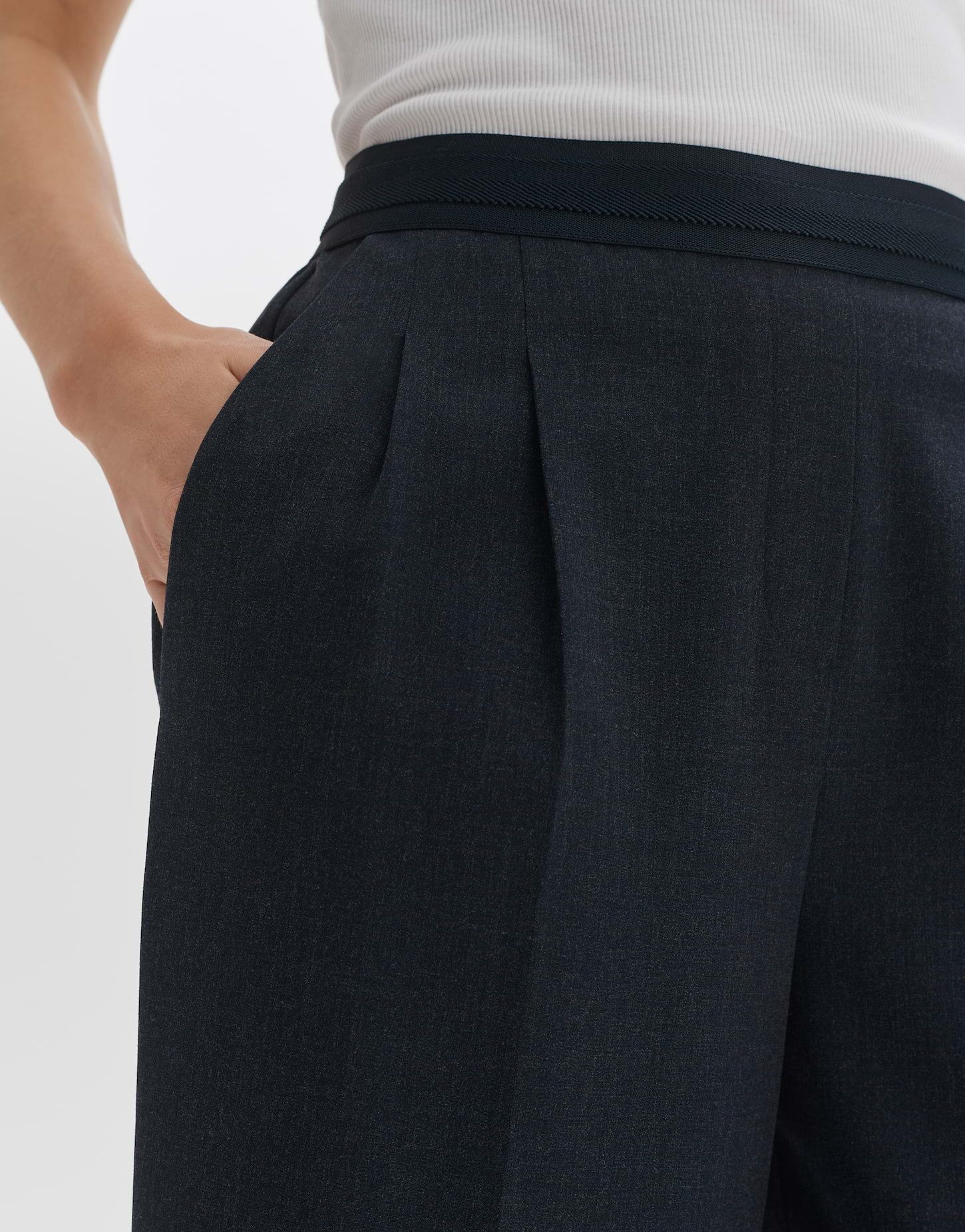 OPUS Bundfaltenhose City Pants MALMA Wide in Melange Optik