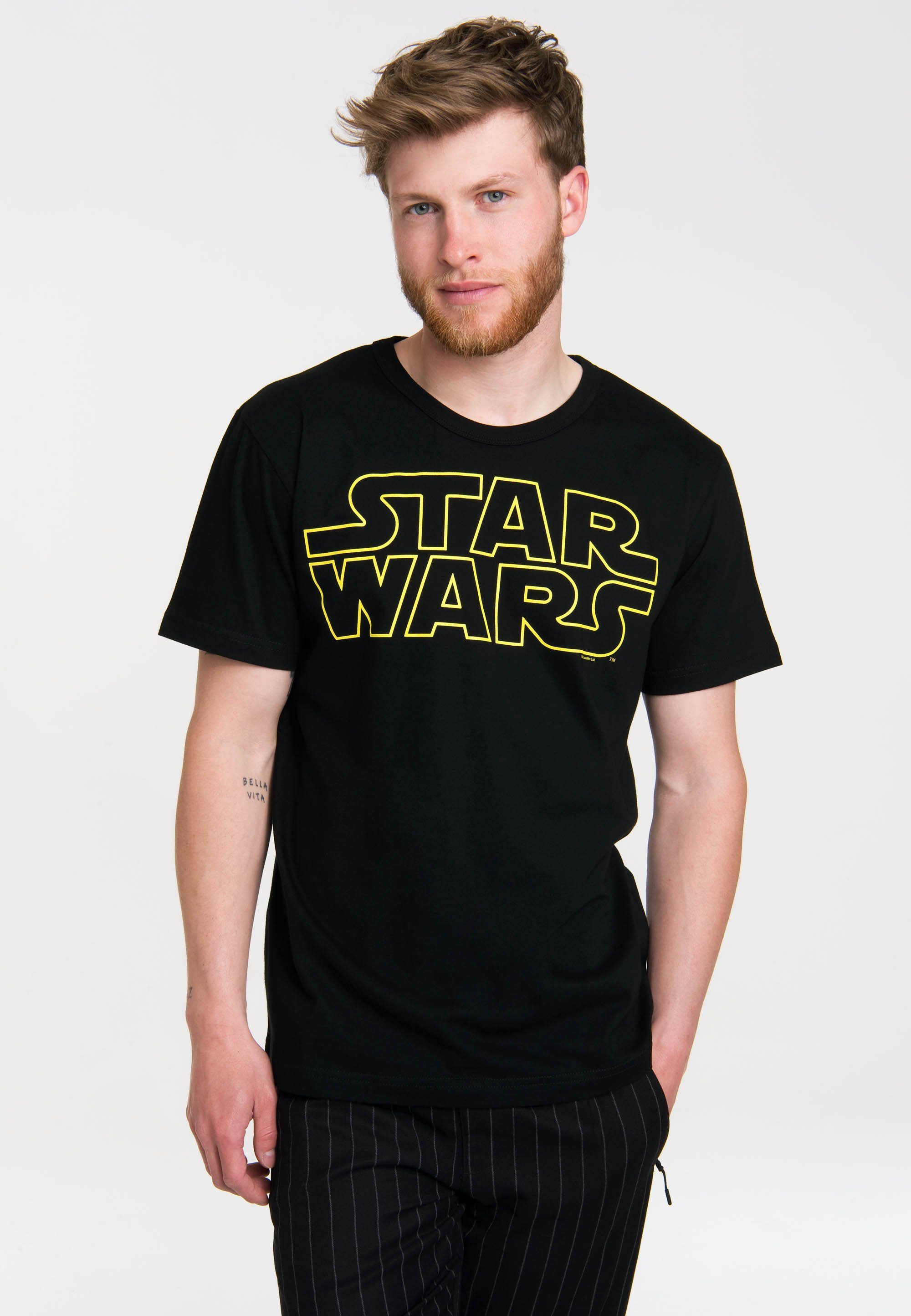 LOGOSHIRT T-Shirt Krieg der Sterne - Logo mit Star Wars-Schriftzug schwarz