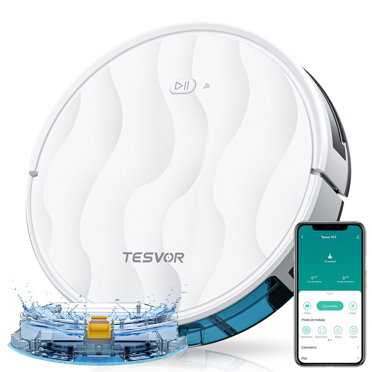 Tesvor Saugroboter Roboter staubsauger 6000pa mit wischfunktion 5200mAh, Mit Staubbox beutellos,6000Pa