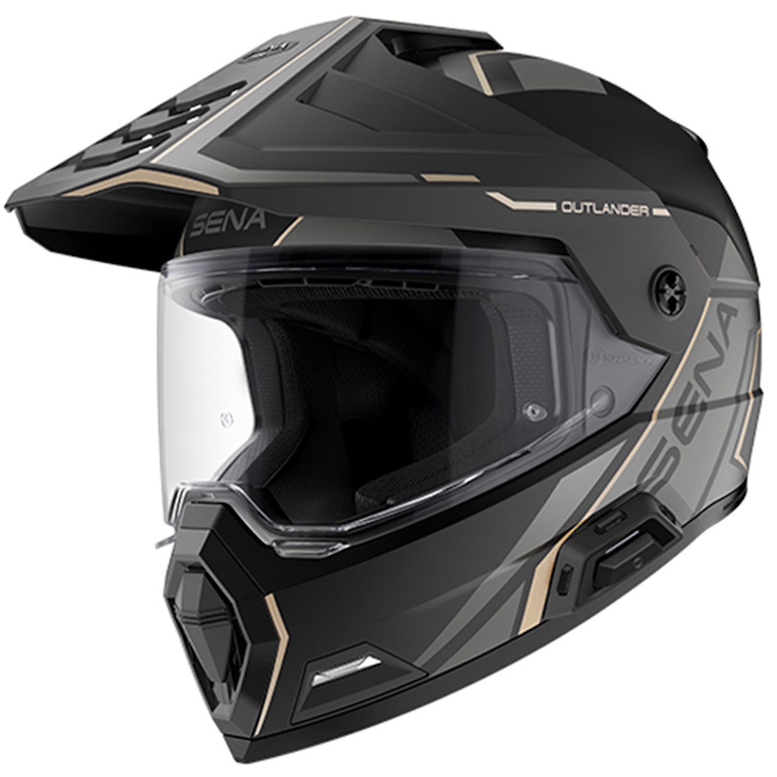 Sena Motorradhelm Sena Outlander Adventure-Helm Matt-Schwarz XL (1er Set), crosshelme