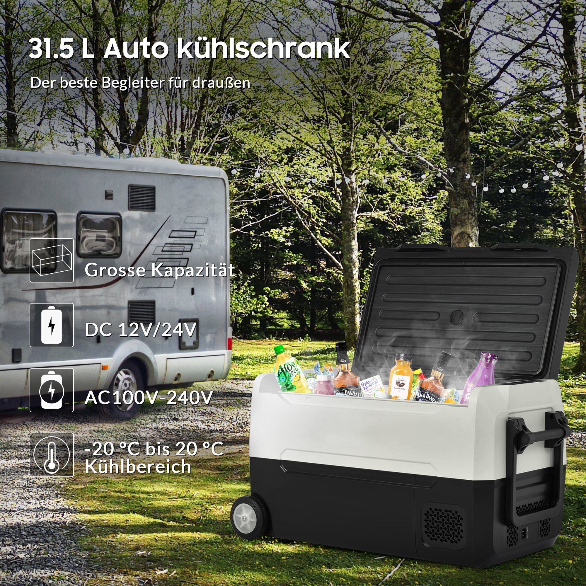 ALPICOOL Elektrische Kühlbox NX42, 42 l, 42L Kompressor-Kühlbox, im  Fahrzeug und zu Hause nutzbar
