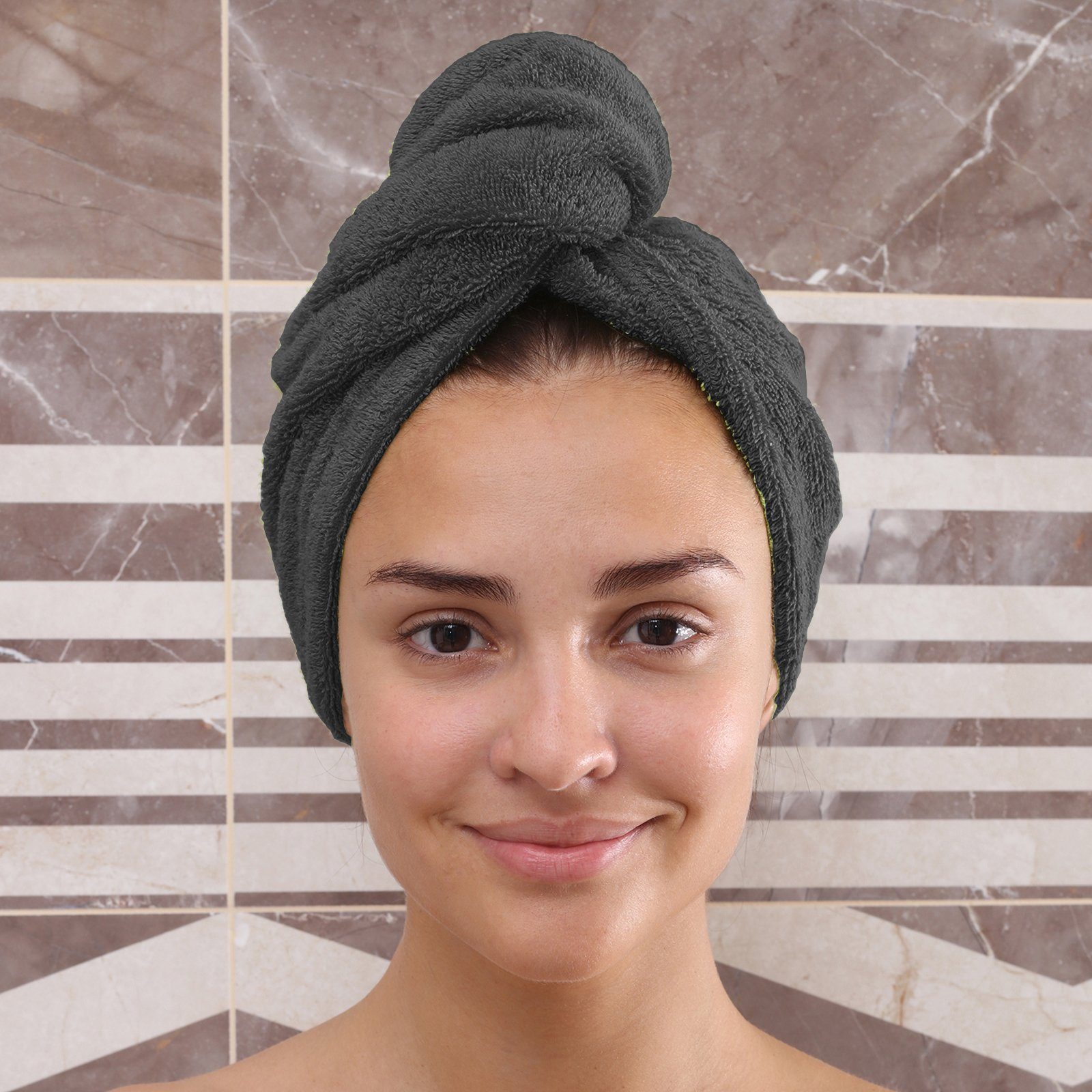 Frottee Baumwolle 72x27 HOME Turban-Handtuch Anthrazit Kopfhandtuch cm Haar-Turban CLASS COLLECTION