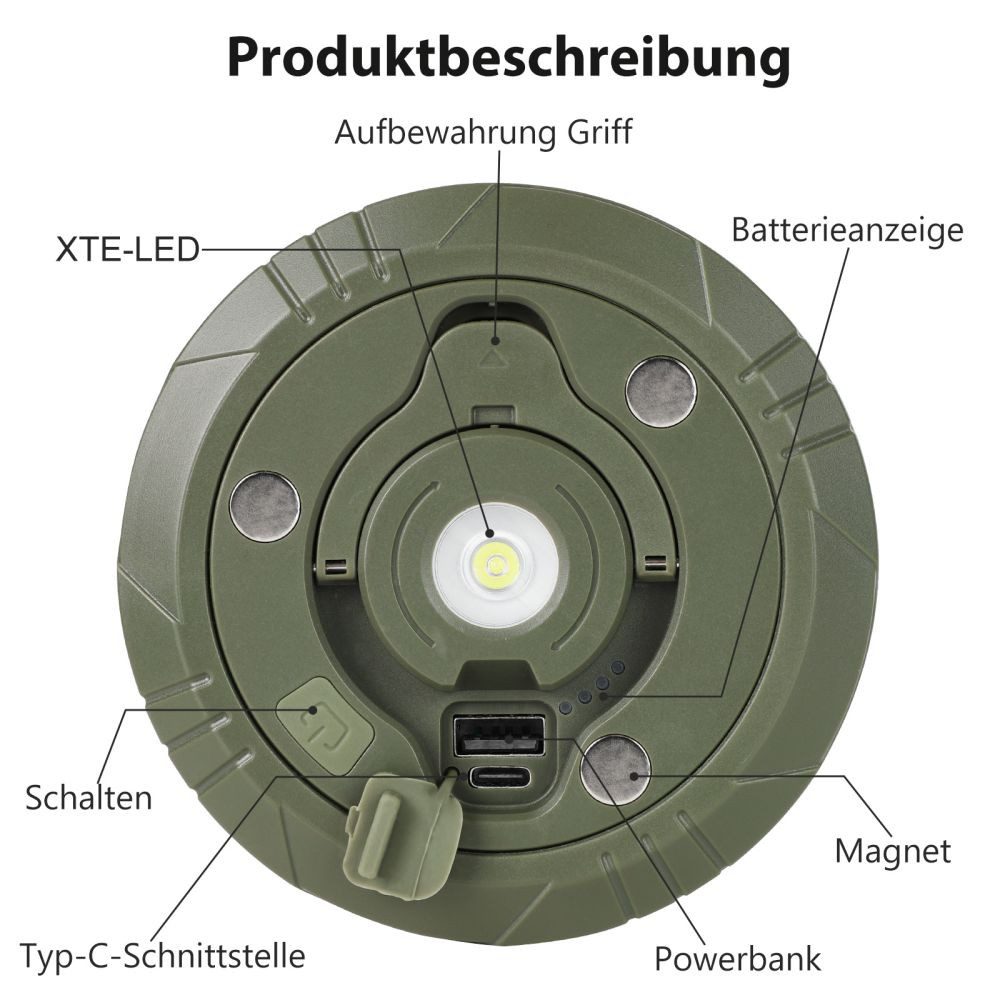 PRIISF Lichterkette Camping lichterkette Party, LED Camping Lichterkette Aufrollbar, Wiederaufladbar über USB, Tragbare Campinglampe für Camping, Garten