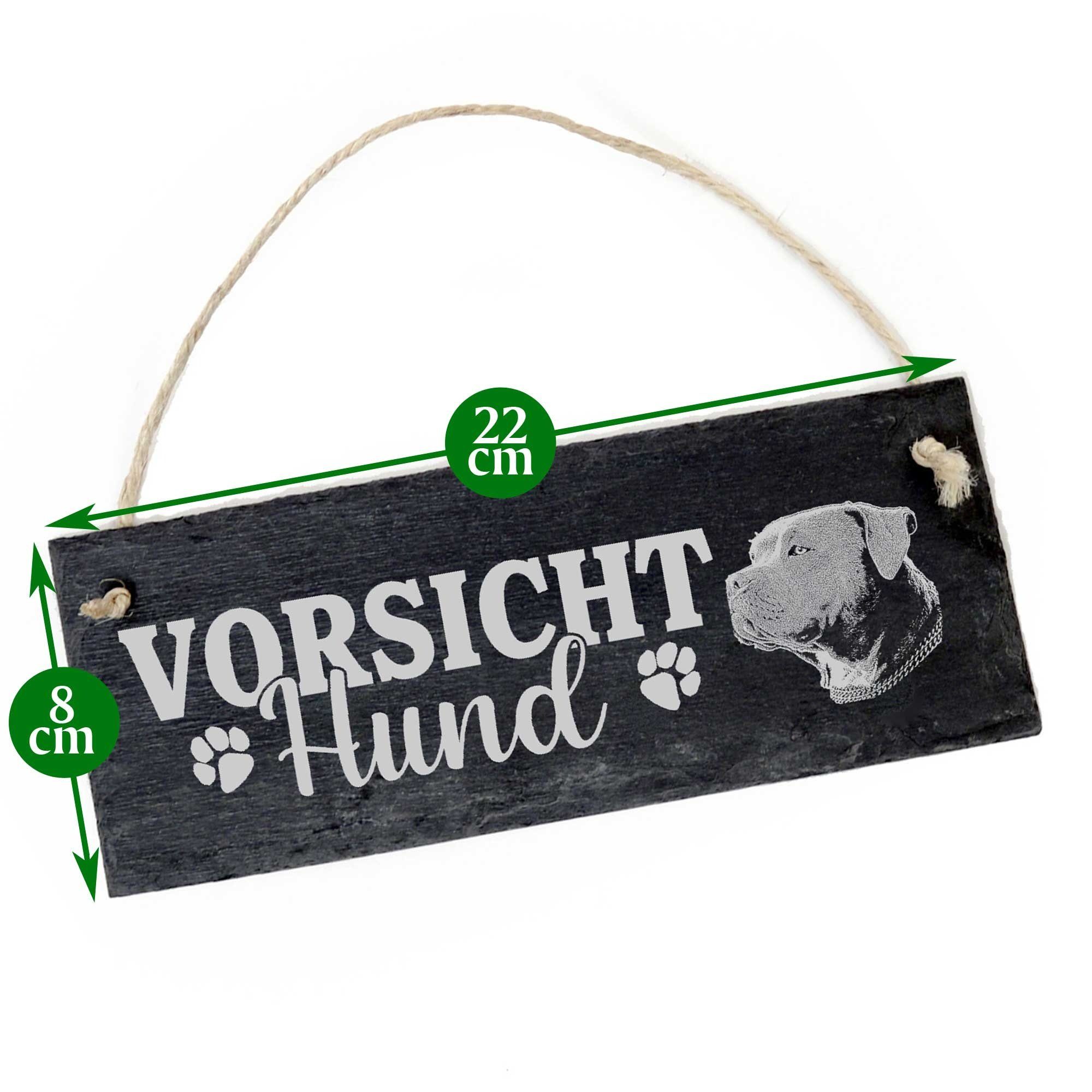 Dekolando Hängedekoration Vorsicht Hund American Bully Schild 22x8cm