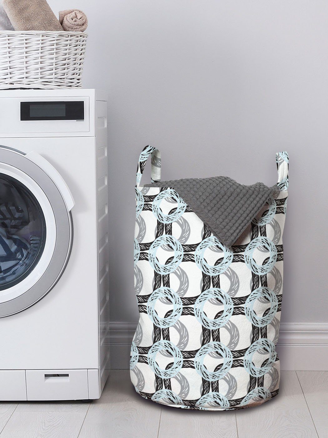 Abakuhaus Wäschesäckchen Wäschekorb mit Griffen Grunge Kordelzugverschluss Waschsalons, Forms für Abstrakt Sketchy