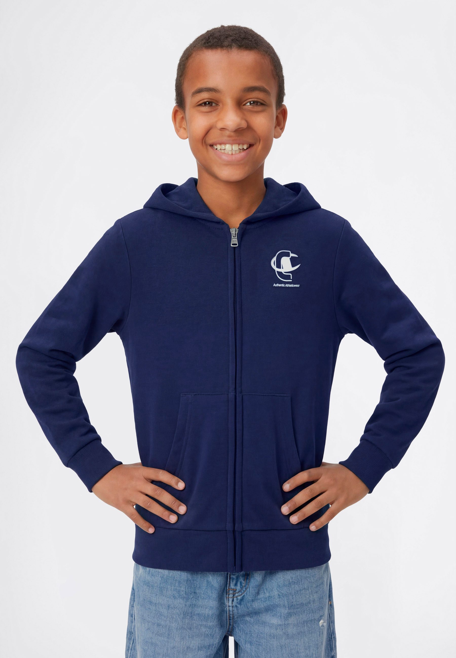 Champion Kapuzensweatjacke Graphic Terry Full Zip Hoodie mit Kapuze, mit Reißverschluss, für Kinder, weiches Material