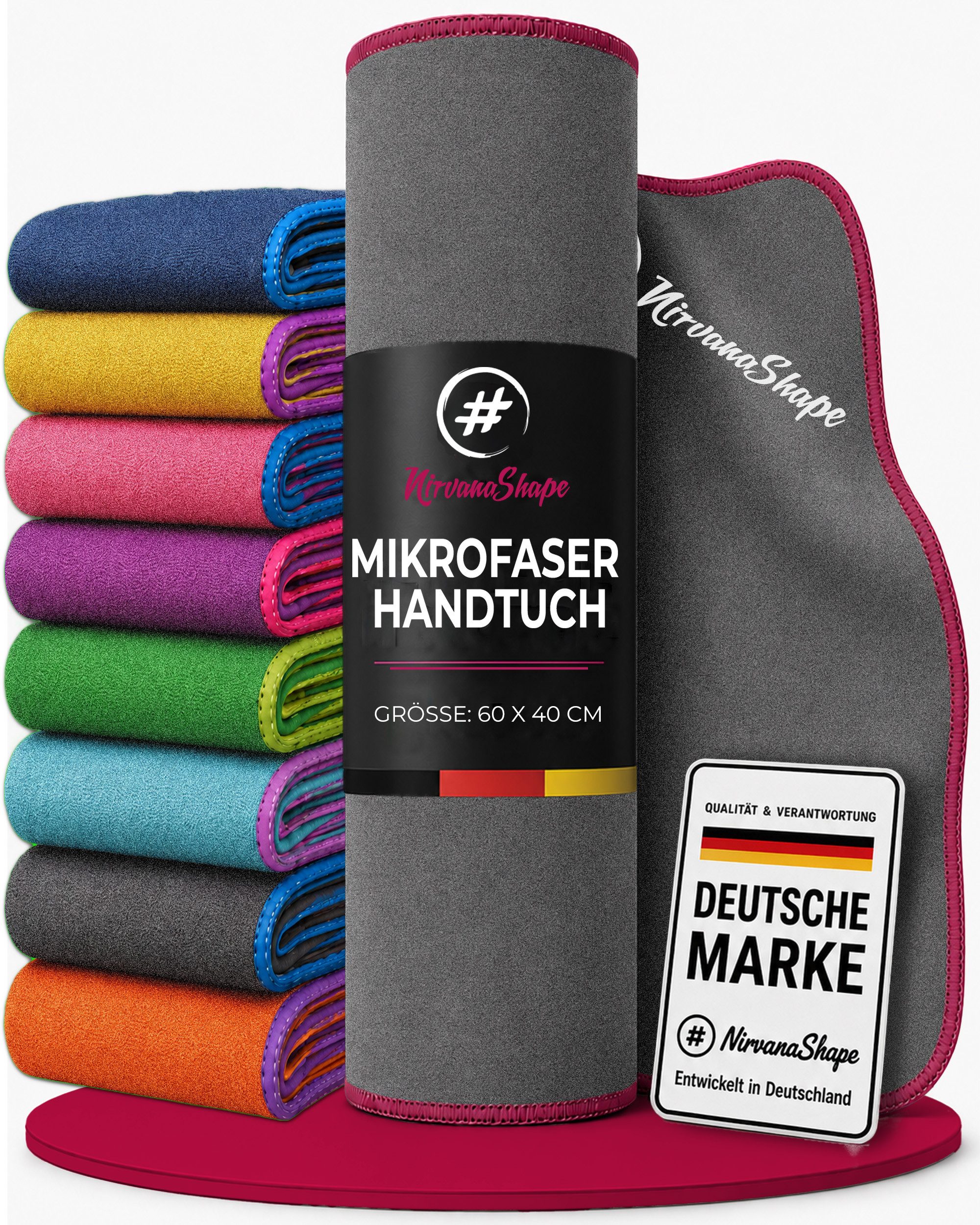 NirvanaShape Sporthandtuch Mikrofaser Handtuch, Microfaser Handtücher als Reisehandtuch, saugfähig, leicht, schnelltrocknend, für Reisen, Fitness, Yoga, Sauna