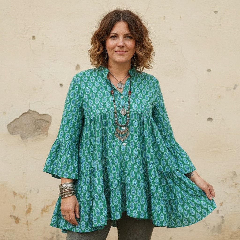 Guru-Shop Midikleid Luftiges Boho Minikleid, plus size Maxitunika,.. altern günstig online kaufen