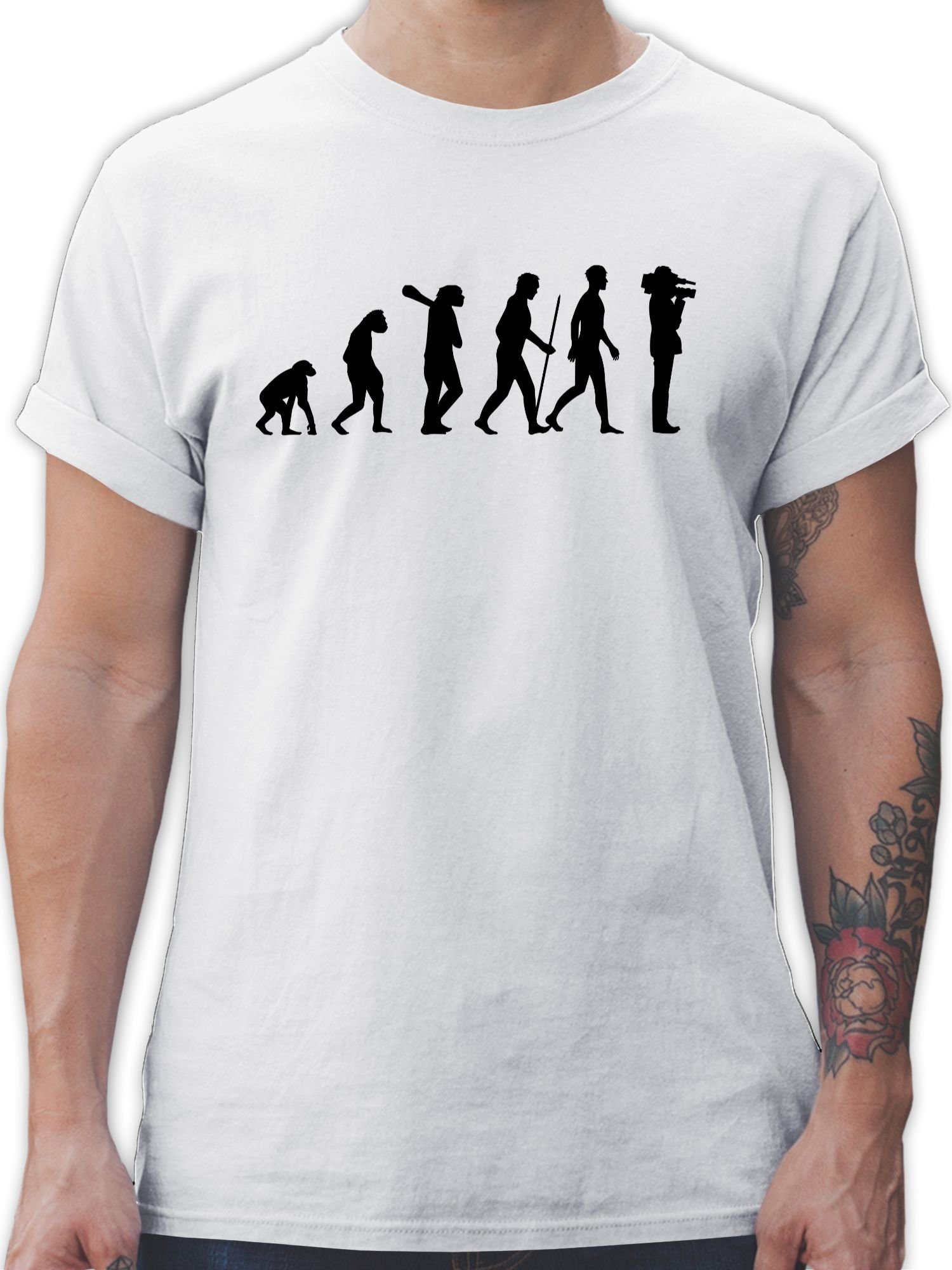 Shirtracer T-Shirt Kameramann Evolution - Evolution Outfit - Herren Premium  T-Shirt tshirt evolution kameramann - film t shirt - männer geschenke