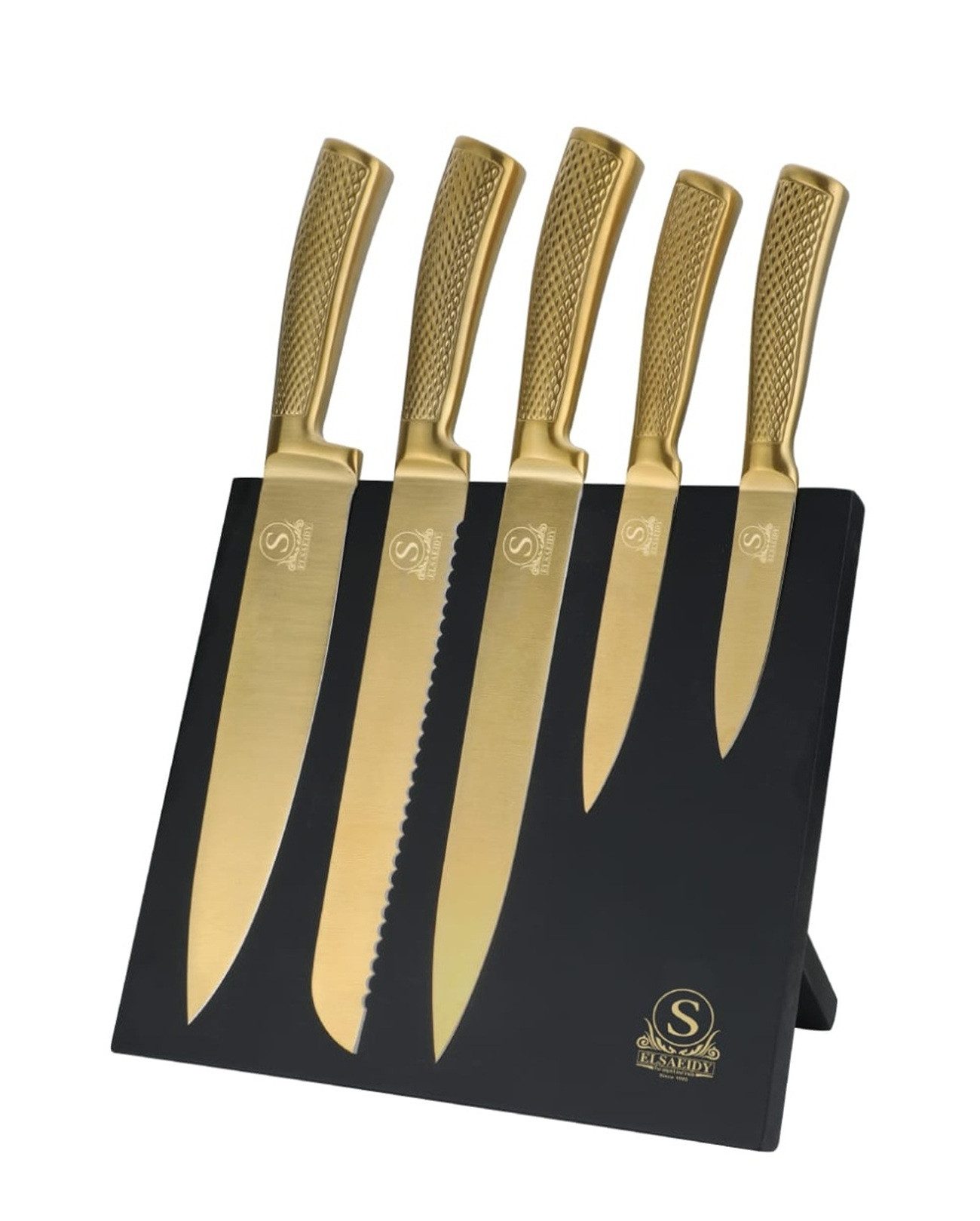 Cheffinger Messer-Set (6-tlg), mit ergonomischem Griff & magnetischem Messerblock, 6-teilig