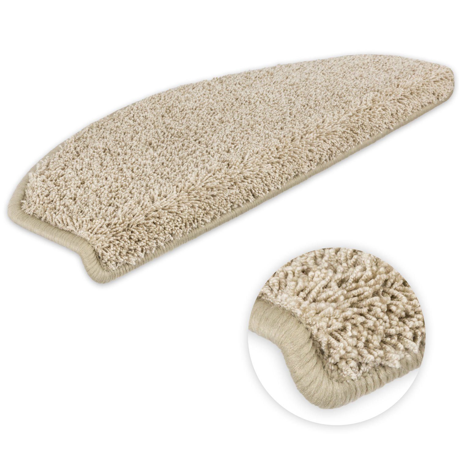 Metzker® Stufenmatte Shaggy Stufenmatten Emphoria Halbrund beige 15 Stück, günstig online kaufen