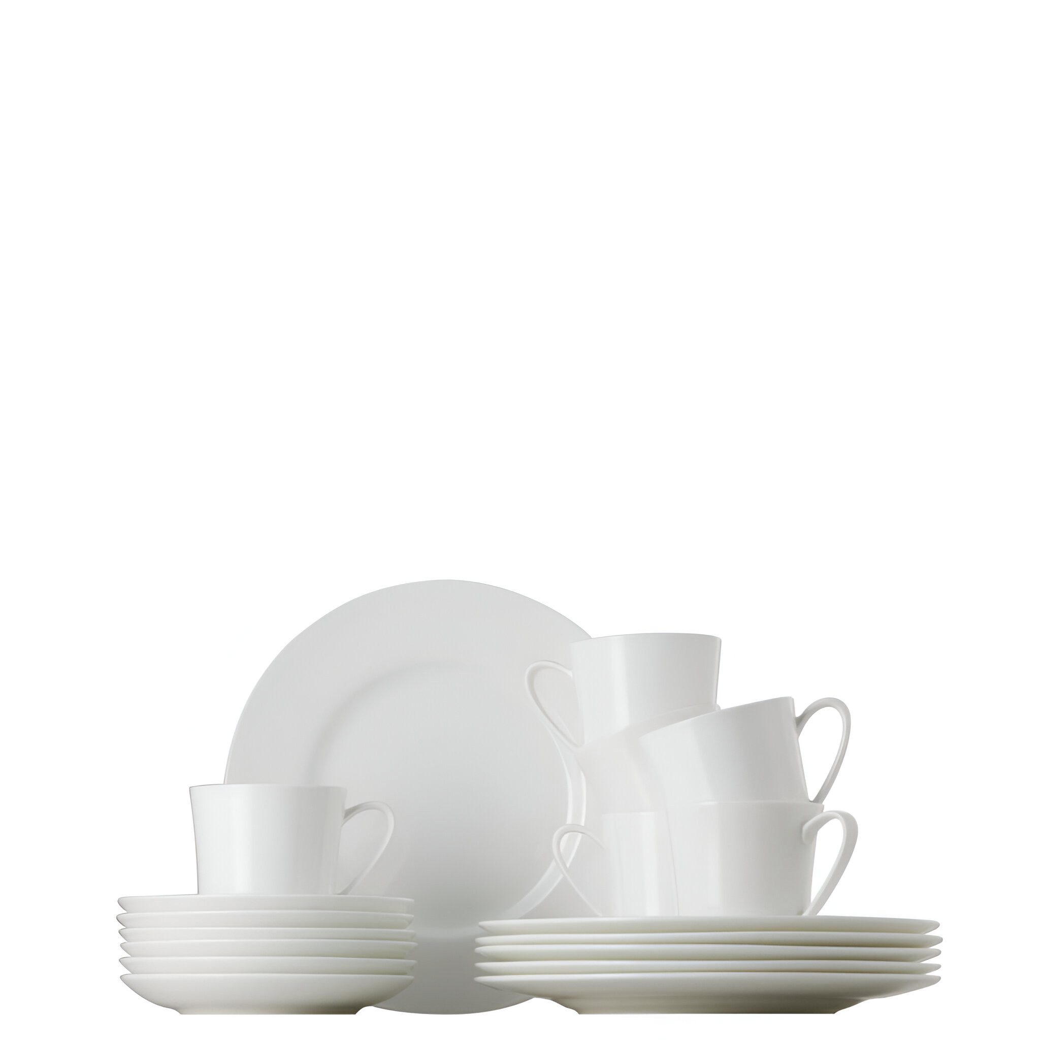 Rosenthal Kaffeeservice Kaffeeset 18-tlg. - JADE WEISS, BONE CHINA, Lebensmittelkontaktsicher + Mikrowellengeeignet + Spülmaschinenfest