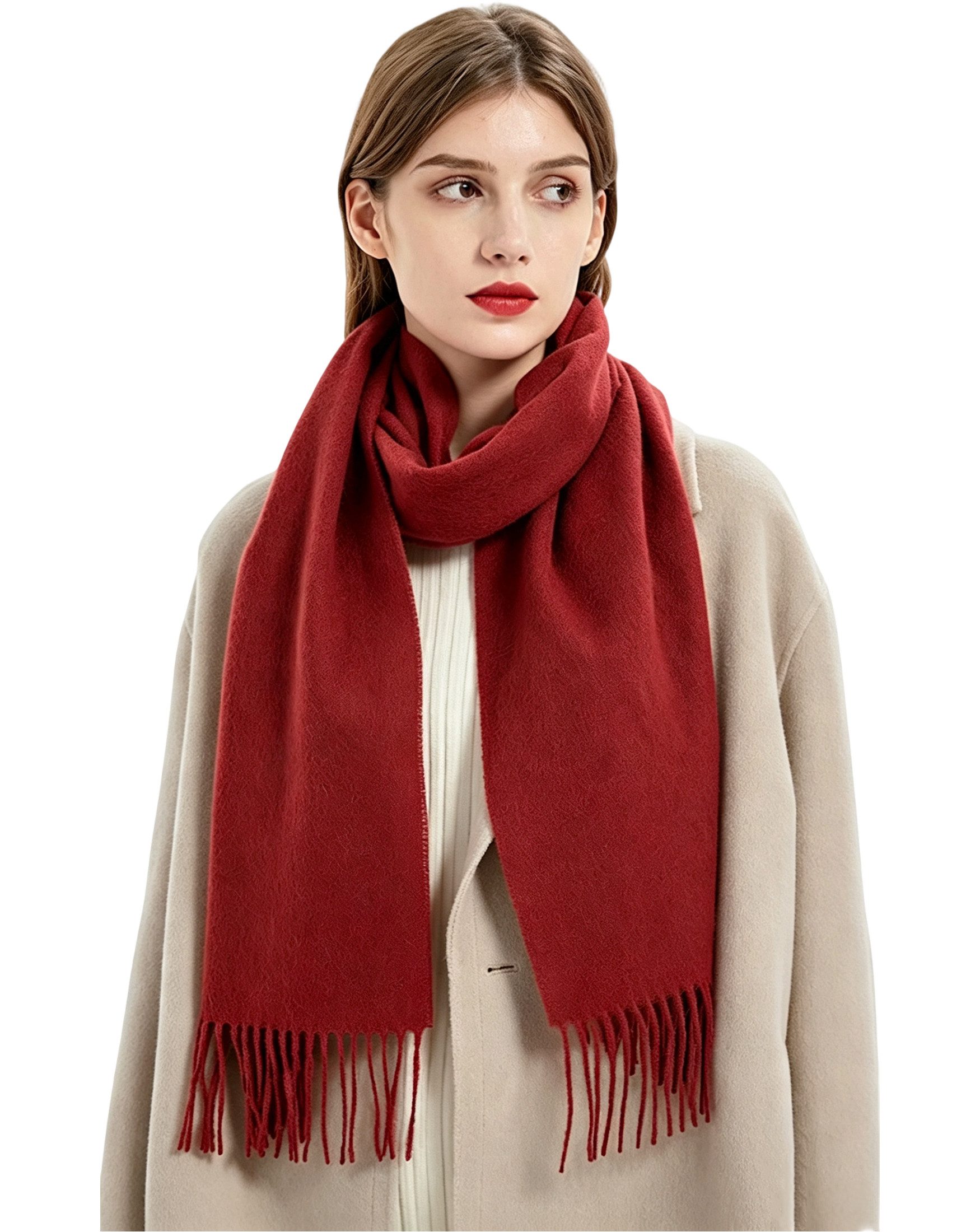 Mutig Wollschal 100 % Cashmere Unisex Kaschmir Schal mit Fransen, (Langer kuscheliger Premium-Strickschal, Weich, groß, leicht und einfarbig), Für Herbst & Winter, Geschenk für Freunde, Weihnachten und Neujahr