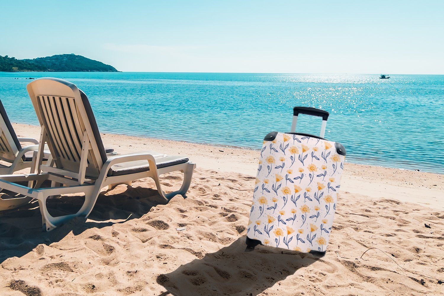 Reisetasche Muster Sommer, Reisekoffer MuchoWow rollen, 4 - Rollen, für Trolley, mit Handgepäck Blumen Ferien, - Handgepäckkoffer