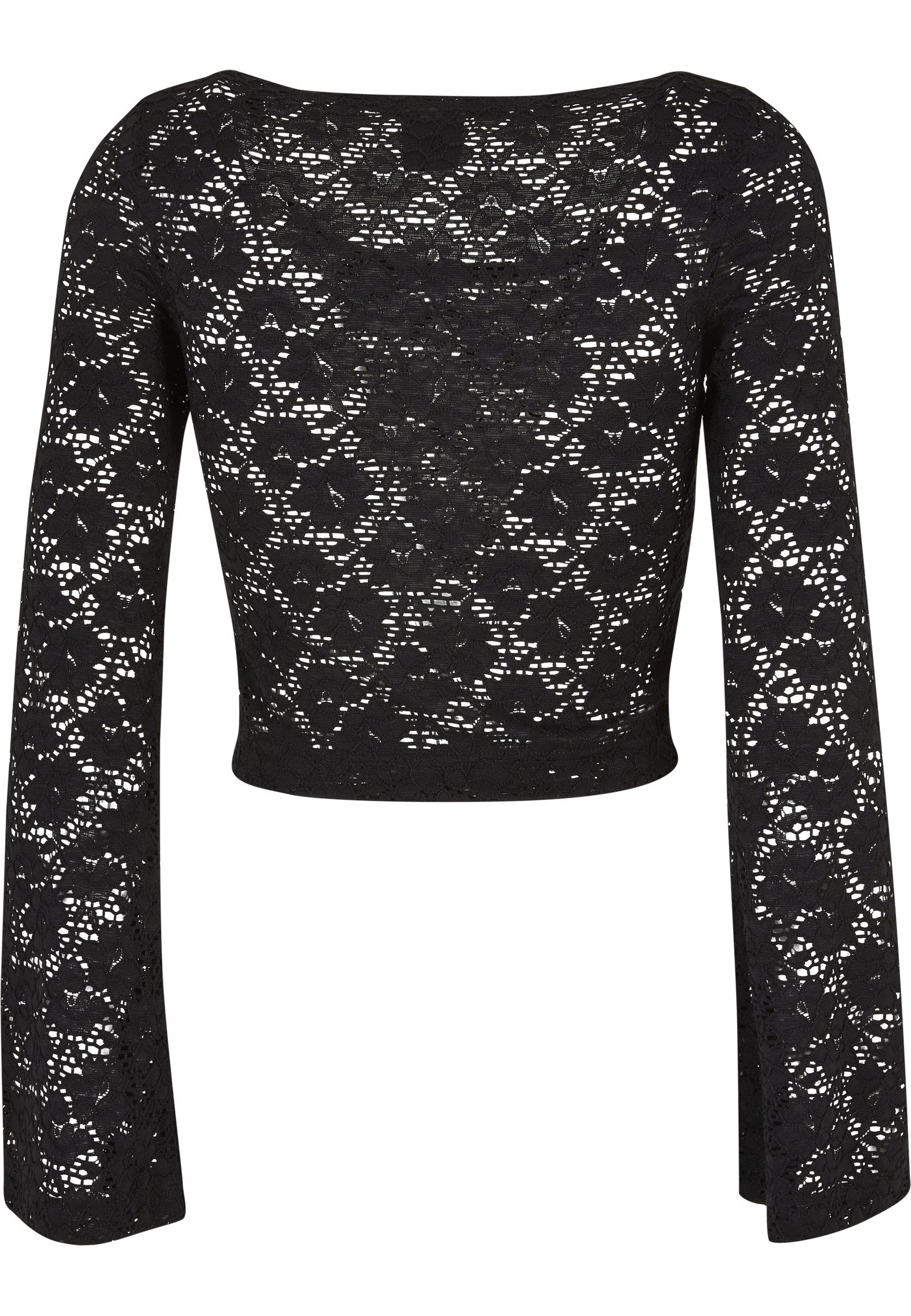 URBAN CLASSICS Langarmshirt Urban Classics Damen Ladies Cropped Lace Longsleeve (1-tlg)