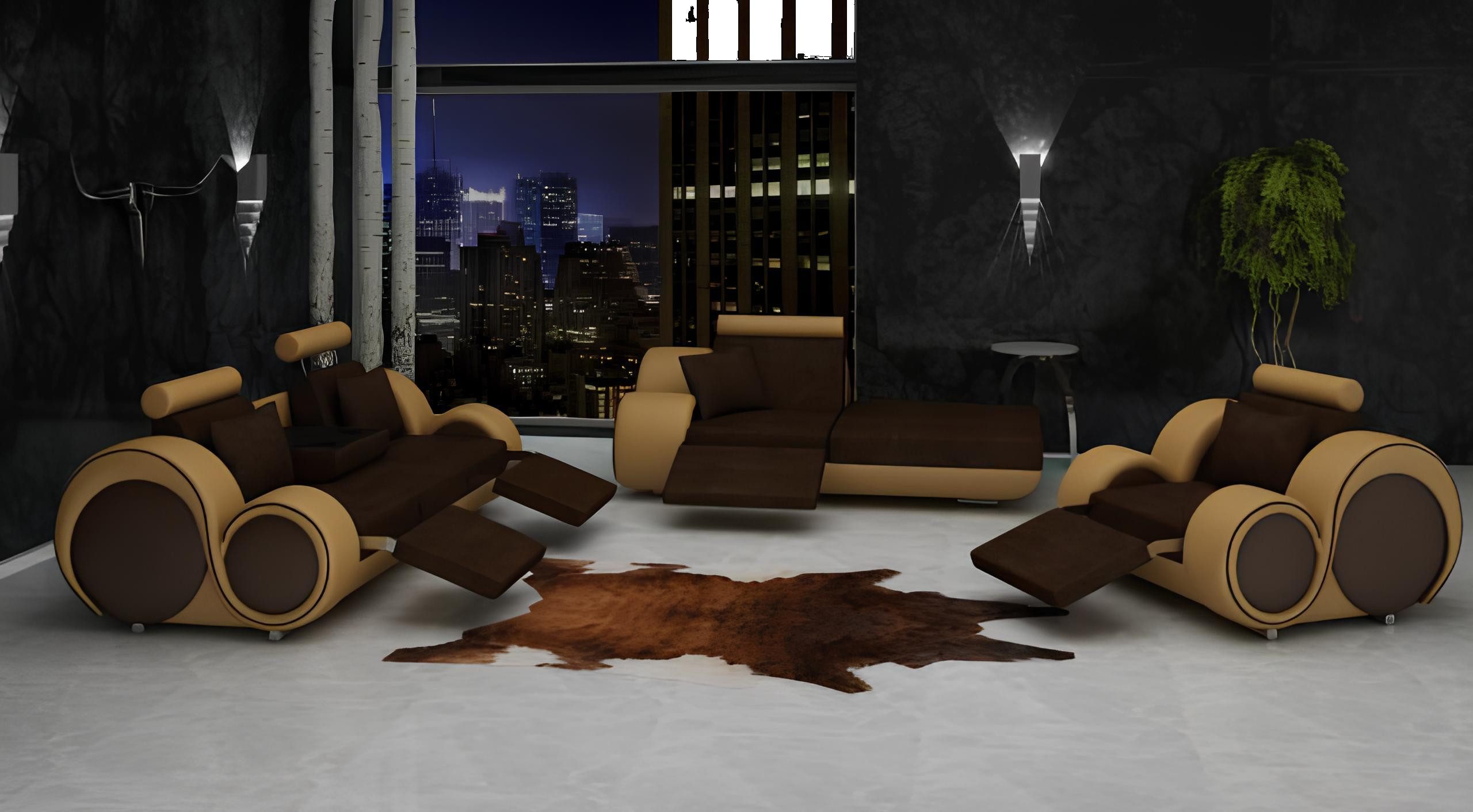 JVmoebel Sofa Moderne Wohnlandschaft aus Leder und Textil mit Chaiselongue, Made in Europa