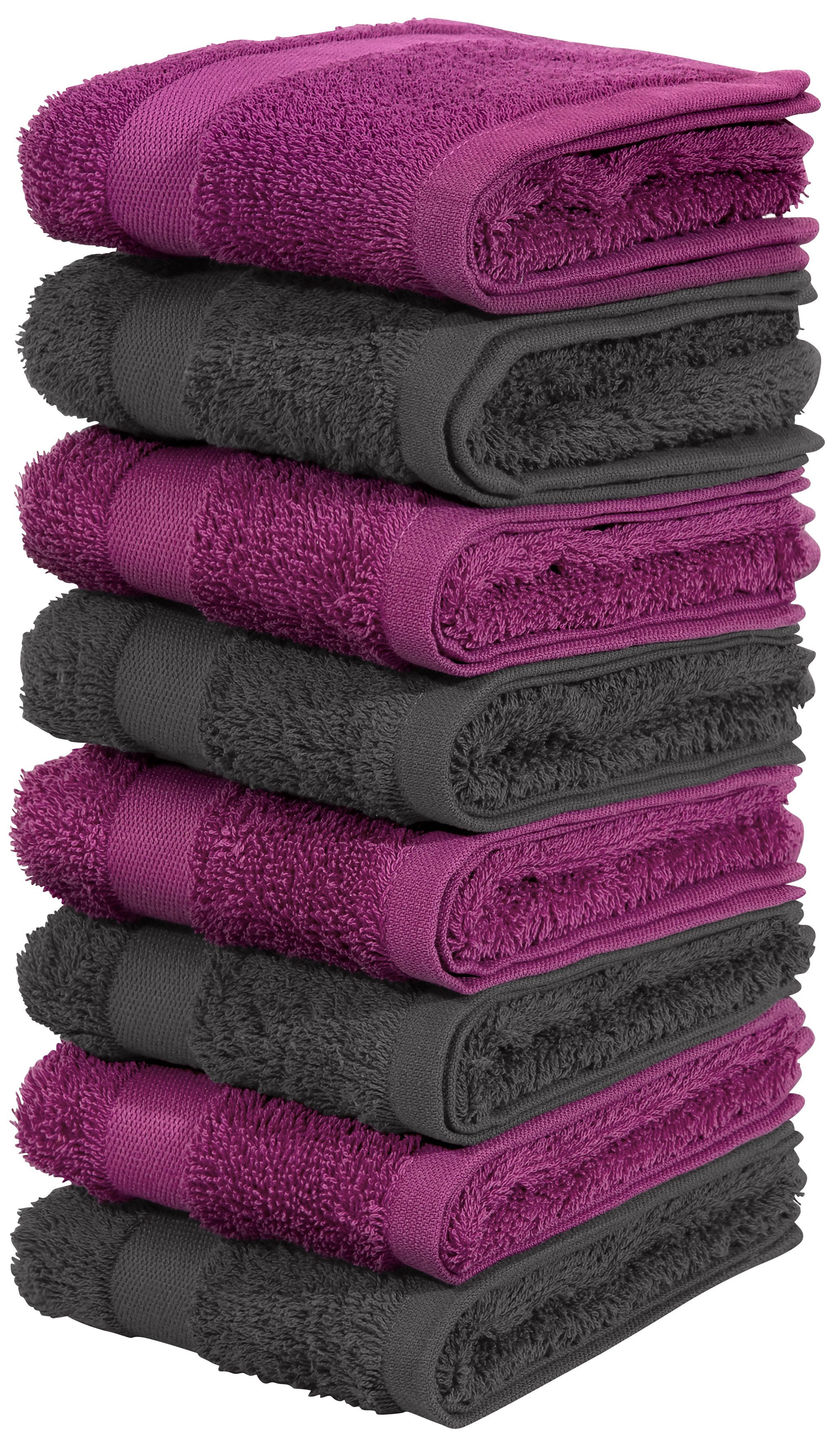 OTTO home Gästehandtücher Vanessa, 8 Gästehandtücher, 30x50cm, in Standard- und Premium-Qualität, Walkfrottee (Set, 8-St), Handtücher mit Bordüre, 100% Baumwolle, einfarbig, weich